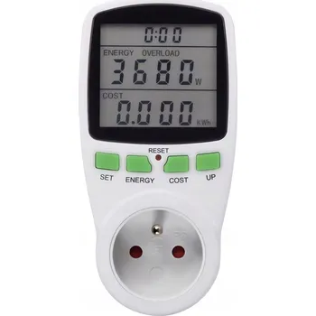 Měřič spotřeby elektrické energie, elektroměr, wattmetr, voltmetr s LCD displejem