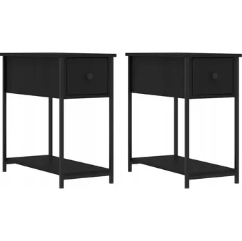 Noční stolek Černé noční stolky 30 x 60 x 60 cm, dřevotříska, železo