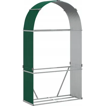 Stojan na palivové dřevo zelený 120 x 45 x 210 cm ocel pozinkovaná