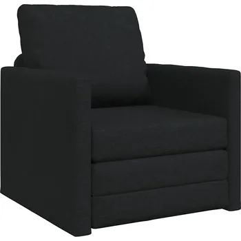 Pohovka Černá sametová pohovka s funkcí spaní, 74 x 77 x 81 cm