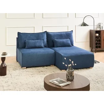 Pohovka Modulární pohovka modré čalouněné s funkcí přeměny na lůžko rozkládací úložný prostor minimalistický styl Beliani