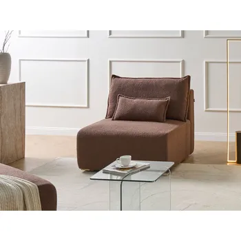 Křeslo Modulové křeslo hnědé buklé odklápěcí opěradlo úložný prostor obývací pokoj Beliani