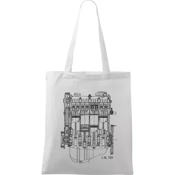 Motor Škoda/ VW 1.9L TDI ze předu - Taška bavlněná - 42 x 38 cm ( Bílá )