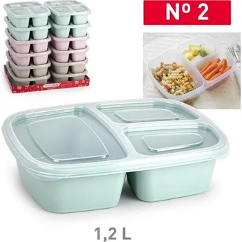 Dóza na potraviny Dóza na obed 1,2l plastová 3 priehradky mix