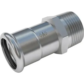 rozdělovač topení Conex CONNEX A PRESS INOX 316L přechodová vsuvka, 54x2", s vnějším závitem, lisovací, voda, nerez ocel