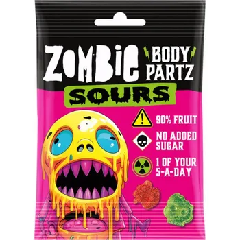 Bonbon Zombie Body Partz žvýkací bonbony s kyselými příchutěmi bez přidaného cukru 35 g