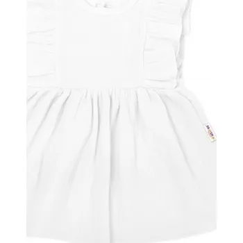 Kojenecké šaty Baby Nellys Lehké mušelínové šatičky, bílé - 104 (3-4r)