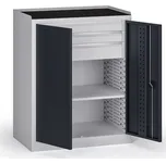 B2B Partner Dílenská skříň nízká na nářadí KOVOS, 1 police, 3 zásuvky, 950 x 600 x 1180 mm, grafit