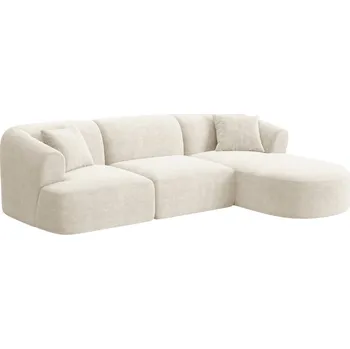 Pohovka Cosmopolitan Design Krémově bílá manšestrová rohová pohovka Campi 256 cm, pravá