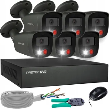 IP kamera Monitorovací systém 6 kamer Grafitové IP PoE Full Color detekce lidí 5Mpx bez HDD