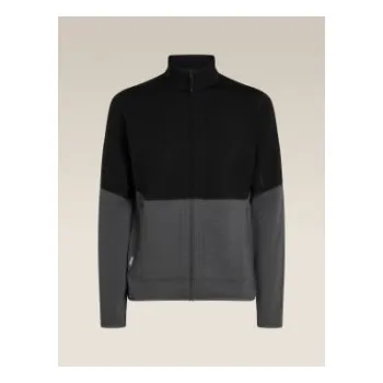 Pánské termoprádlo Icebreaker Mens 400 RealFleece Descender LS Zip, Black/Obsidian/Cb