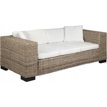 Pohovka Ratanová pohovka pro 3 osoby 200x80x61 cm přírodní krémově bílý len