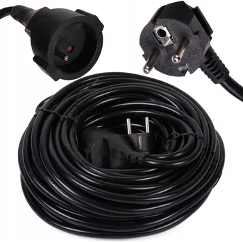 Prodlužovací kabel Prodlužovací Kabel zahradní černý 50 m 1 zásuvka s uzemněním 3x2,5 mm guma
