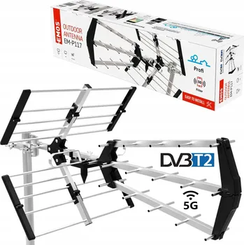 Příjem digitálního pozemního vysílání Venkovní anténa PROFI EM-P117, DVB-T2, filtr LTE/4G/5G EMOS J0906