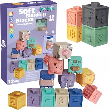 ostatní stavebnice Sada kostek Pro Miminka Stavebnice Vzdělávací měkké silikonové zvířátka
