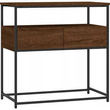 Konferenční stolek Konzolový stolek hnědý dub 75 x 40 x 75 cm s kovovým rámem