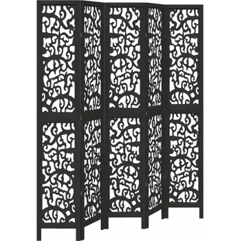 Paraván Dekorační paraván černý 175-180 x 220 cm masivní dřevo