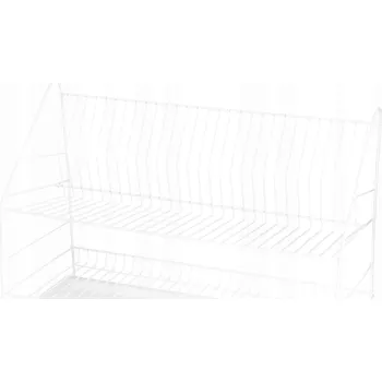 Odkapávač na nádobí Odkapávač na nádobí Metpol dvoupatrový kovový bílý 74 cm x 24 cm x 40 cm