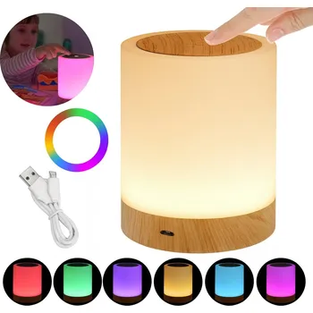 Lampička LAMPIČKA NOČNÍ LED DOTYKOVÁ DÁREK USB AKUMULÁTOR VÍCEBAREVNÁ 13 barev
