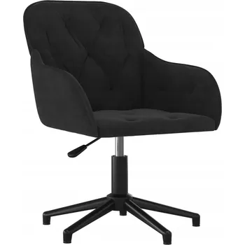 Černá otočná kancelářská židle z aksamitu 56x61,5x(72-80) cm