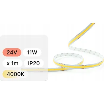 LED osvětlení LED pásek COB 24V 11W 480LED/m 4000K – souvislá světelná linie – 1 m úsek