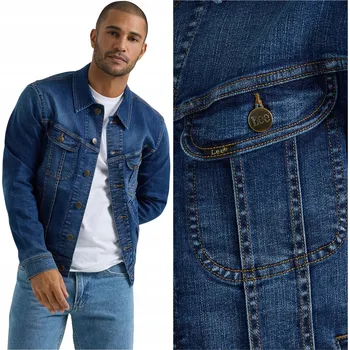Pánský bomber Lee PÁNSKÁ DŽÍNOVÁ BUNDA klasická tmavá džínová bunda pánská M