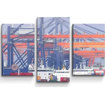 Obraz Sablio Obraz - 3-dílný Lodě v přístavu - 75x50 cm