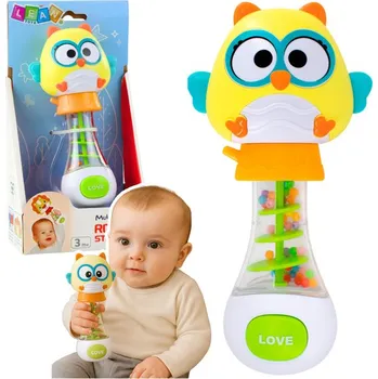 Hračka pro kojence Chrastítko Hračka pro miminka sova s barevnými kuličkami