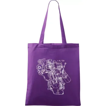 Motor Škoda/ VW 1.9L TDI z boku - Taška bavlněná - 42 x 38 cm ( Fialová )