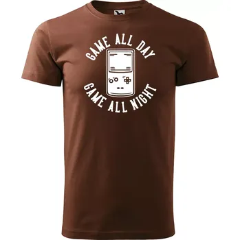 Pánské tričko Sablio Tričko s potiskem Game all day, game all night - hnědé S