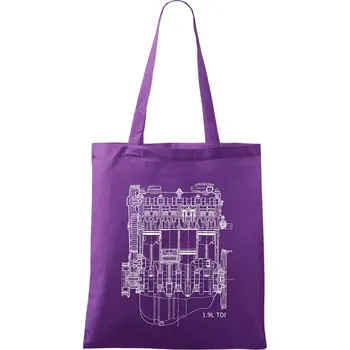 Motor Škoda/ VW 1.9L TDI ze předu - Taška bavlněná - 42 x 38 cm ( Fialová )