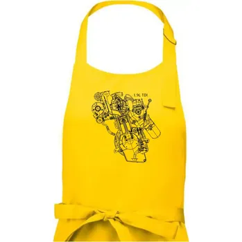 Kuchyňská zástěra Motor Škoda/ VW 1.9L TDI z boku - Dámská zástěra na vaření - Univerzální velikost ( Žlutá )
