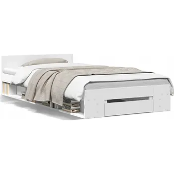 Postel Rám postele s šuplíkem, bílá, 203x93x45 cm