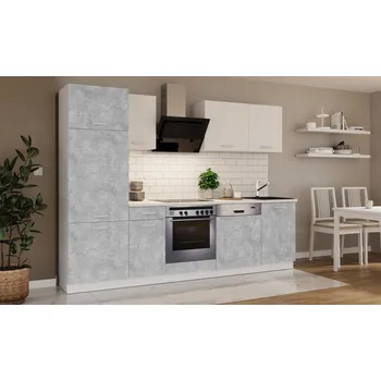 Kuchyňská linka FALCO Kuchňská linka Todor 270 beton/bílá + PD 210 bílá