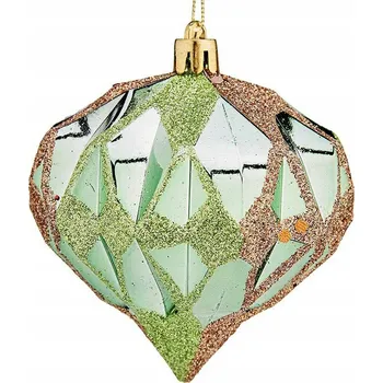 Vánoční dekorace Vánoční Baňky Krist+ 00893 Zelené Plastové Diamant Ø 8 cm 6 ks