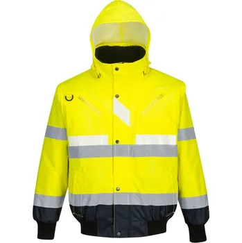 pracovní bunda PORTWEST Bunda 3v1 Glowtex G465, odnímtalné rukávy a kapuce, reflexní POR-G465