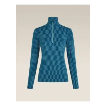 Dámské termoprádlo Icebreaker Wom Mer 260 Vertex LS Half Z Pol Pos AOP, TOPAZ/ATLANTIS/J