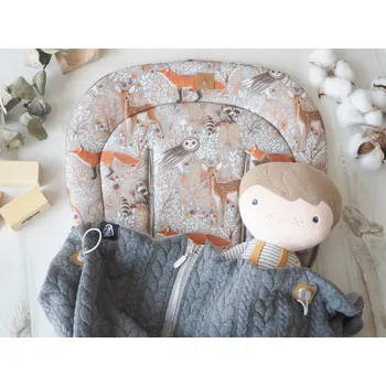 SET Podložka prodloužená (Wild Forest, šedý fleece) + copánková deka (dark grey, šedý fleece)