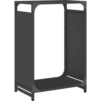 Stojan na palivové dřevo černý 44 x 28 x 65 cm z válcované oceli