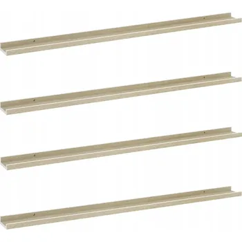 police Bílé nástěnné police MDF 115 x 9 x 3 cm, dub sonoma, sada 4 ks