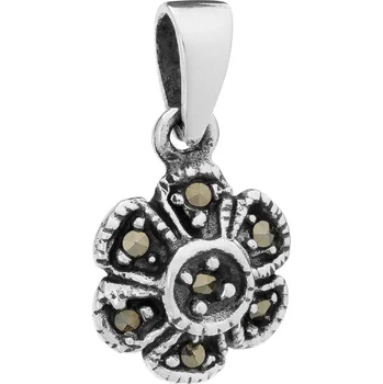 Přívěsek Květina STŘÍBRNÝ přívěsek s markazity