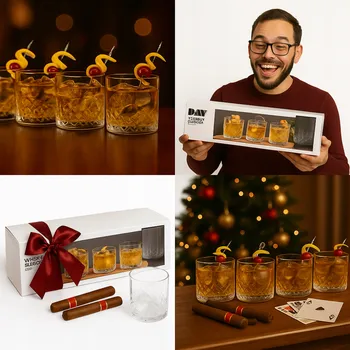 Sklenice SADA 4 ELEGANTNÍCH LUXUSNÍCH SKLENIC NA WHISKY, DŽUS NEBO NÁPOJE - PRO NÁROČNÉ