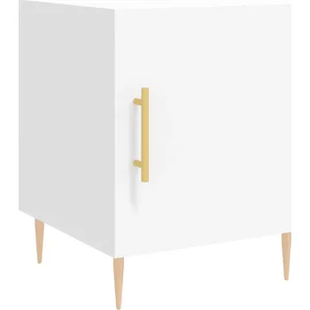 Noční stolek Bílý noční stolek 40 x 40 x 50 cm s kovovými nožičkami