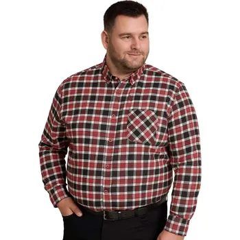 Pánská košile Velká pánská košile károvaná dlouhý rukáv Kam 6355 LS červeno-šedo-bílá (6XL)