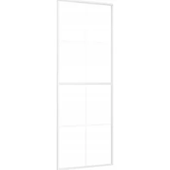 Interiérové dveře Bílé posuvné skleněné dveře ESG 76 x 205 cm s hliníkovým rámem
