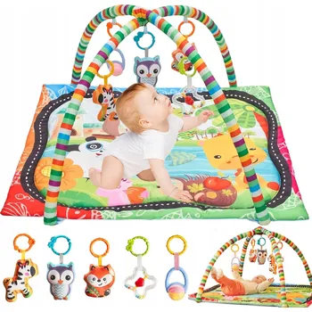 Hračka pro kojence PODLOŽKA NA HRANÍ PRO DĚTI S INTERAKTIVNÍMI HRAČKAMI 90X83 CM JAKO DÁREK