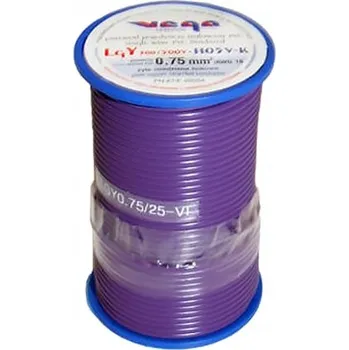elektrický kabel Kabel LGY/H05V-K 0,75 mm2 25 m Fialový