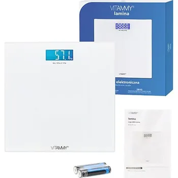 Osobní váha ELEKTRONICKÁ OSOBNÍ VÁHA SLIM BÍLÁ PŘESNÁ SKLENĚNÁ VITAMMY LAMINA