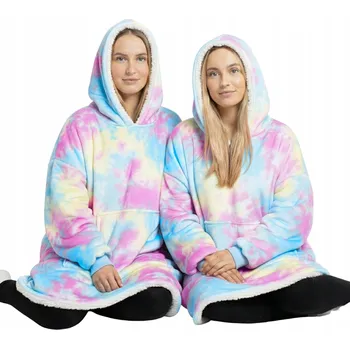 TEPLÁ MIKINOVÁ DEKA FUTRZÁK VELKÝ ŽUPAN OVERSIZE MIKINA 2v1 DEKA K TV S RUKÁVY