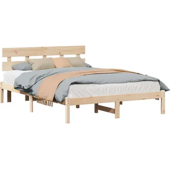 Postel vidaXL Rám postele s čelo Hnědá 150 x 200 cm Masivní borové dřevo [872158]